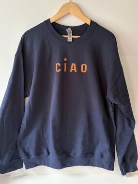 Navy CIAO Crewneck Sweatshirt Unisex size Large Minimalist Sweatshirt